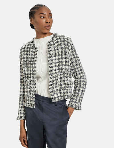 GERRY WEBER Jackenblazer Bouclé-Blazer mit Fransen