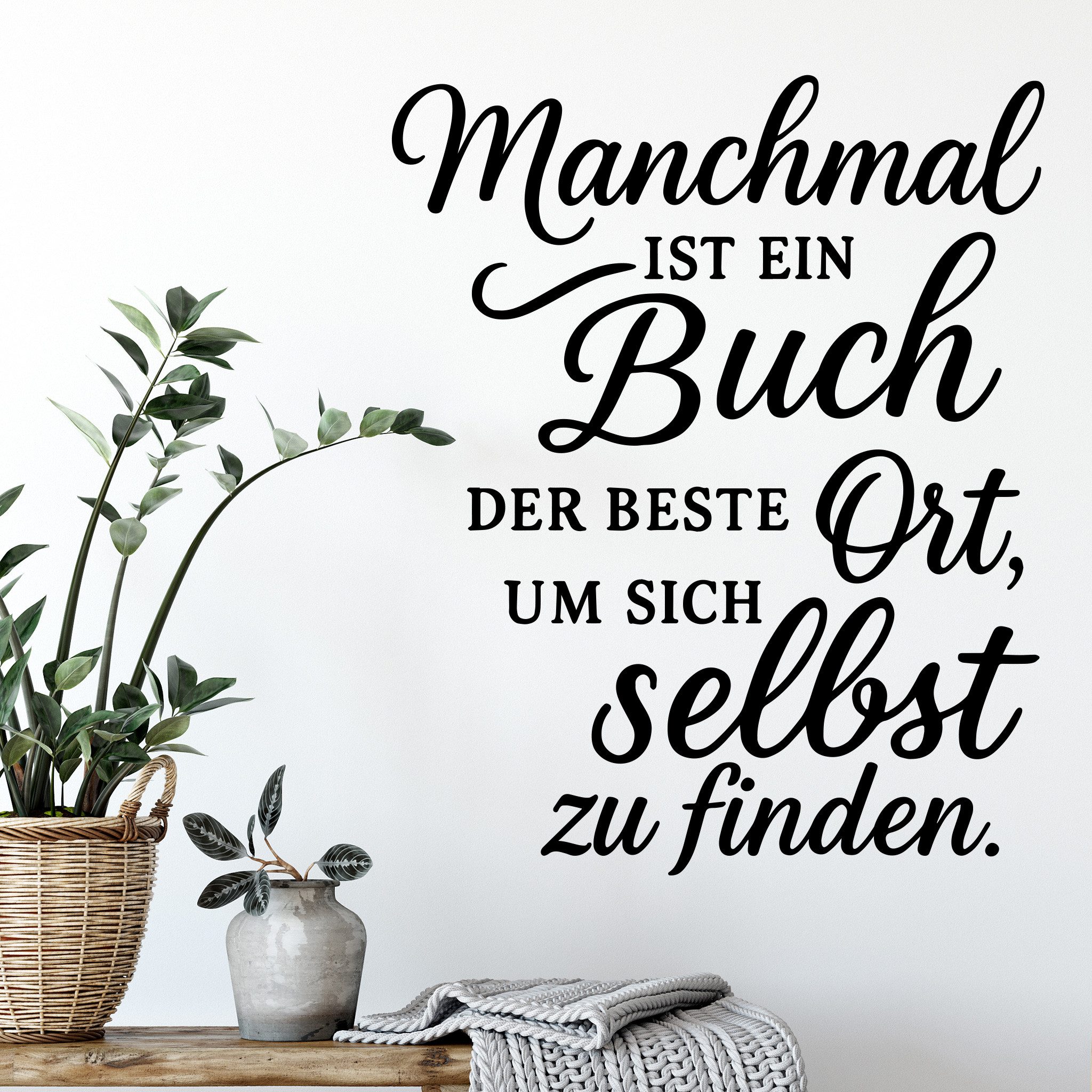 Sunnywall Wandtattoo Manchmal ist ein Buch der beste Ort – Spruch für Bücherfans, selbstklebend, konturgeschnitten