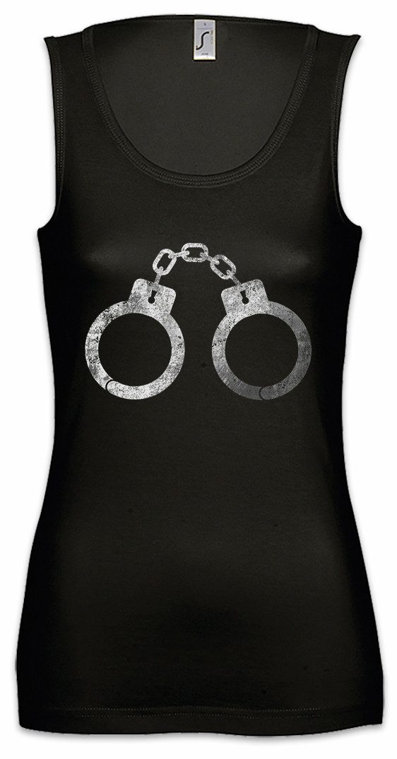 Urban Backwoods Tanktop Handcuffs Ärmelloses Damen T-Shirt Handschellen Polizei Criminal Cuffs Bondage Gothic Punk