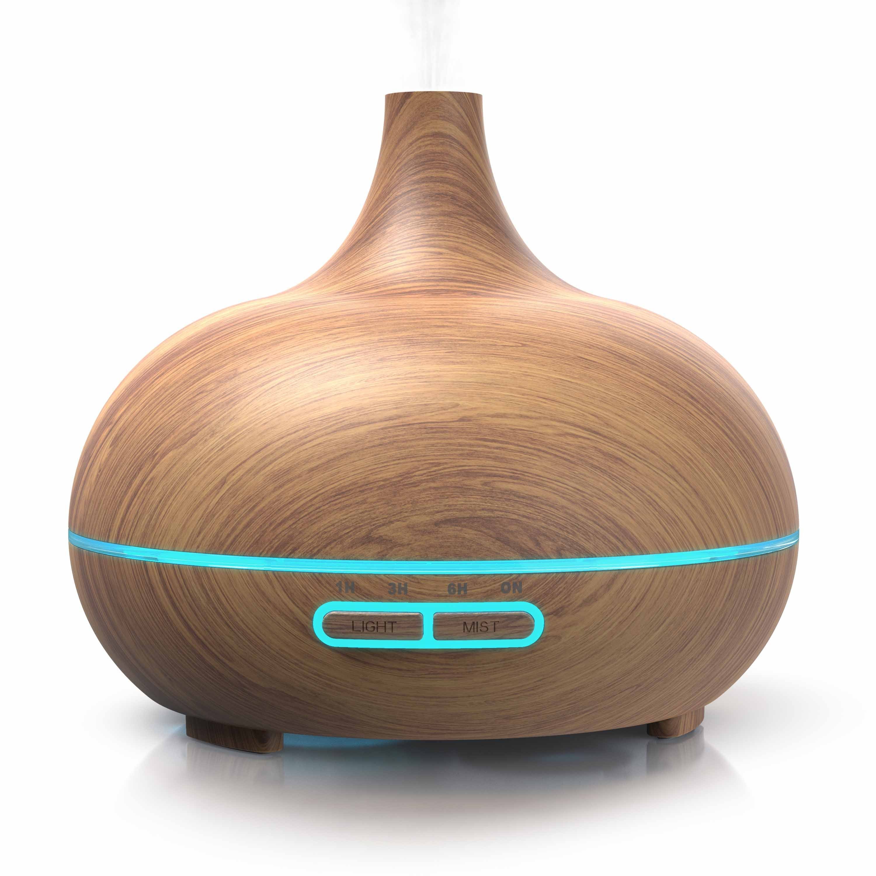 Arendo Diffuser Ultraschall Aroma Diffusor, Holz Design, 0,3 l Wassertank, LED, Timer, 7 Farben, 300ml, Luftbefeuchter