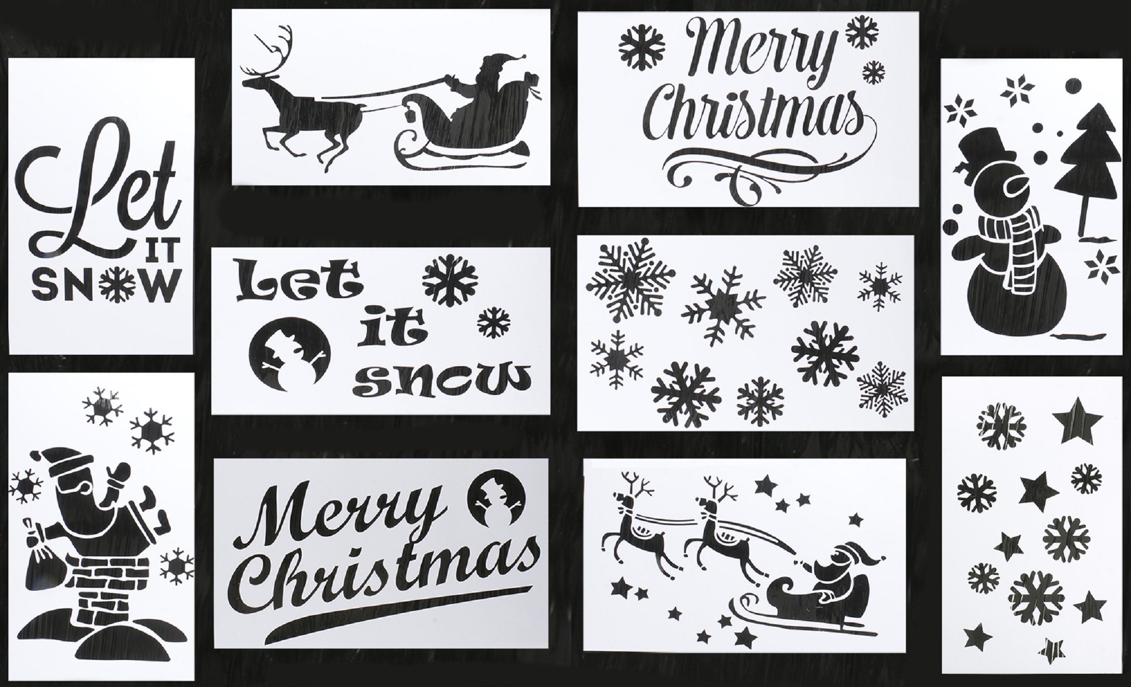 Bubble-Store Motivschablone 10 verschiedene Weihnachtsmotive zum Aufsprühen, Weihnachtsschablonen
