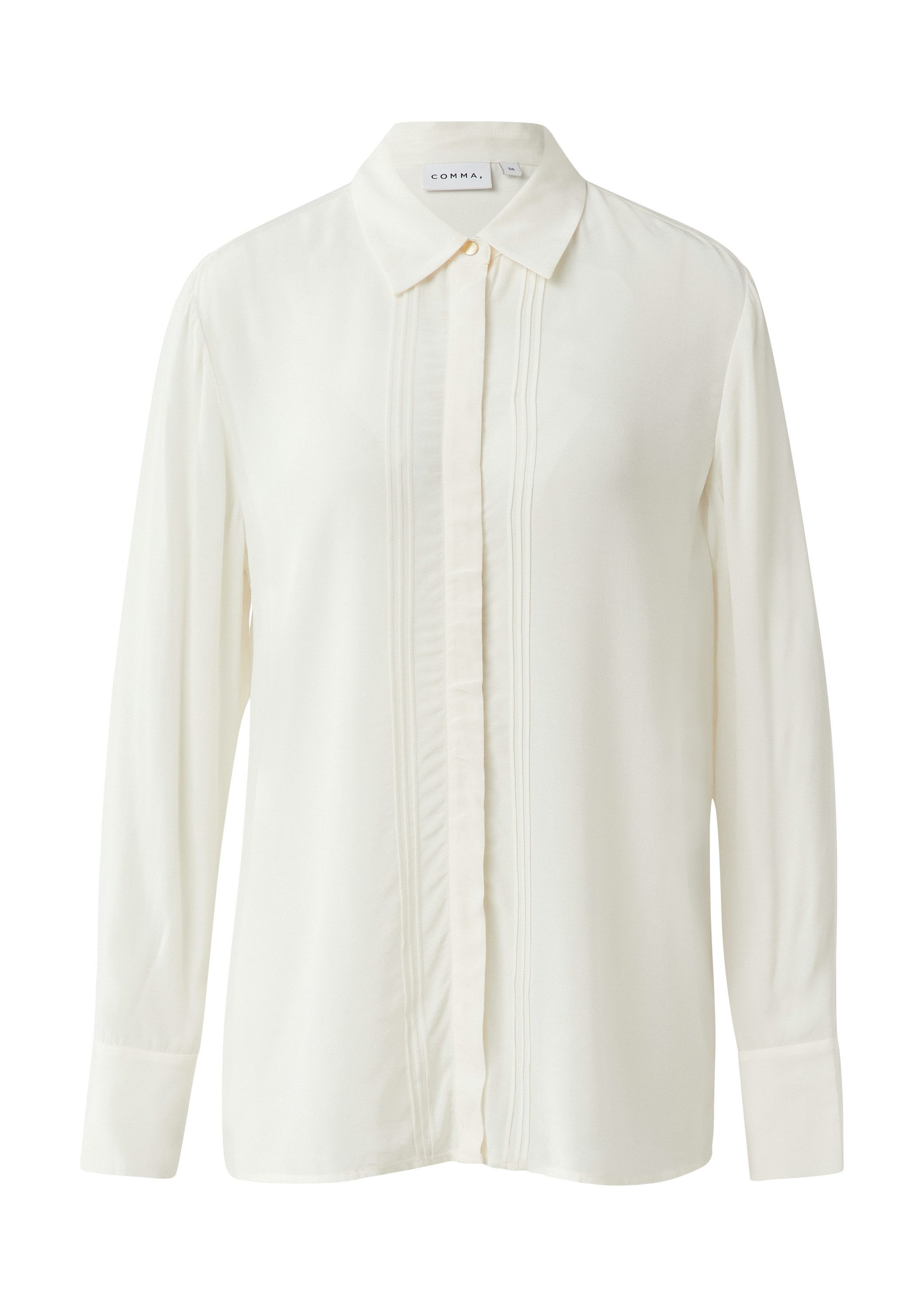 comma Langarmbluse Bluse Elegante Viskose-Bluse mit Biesen und verdeckter K günstig online kaufen