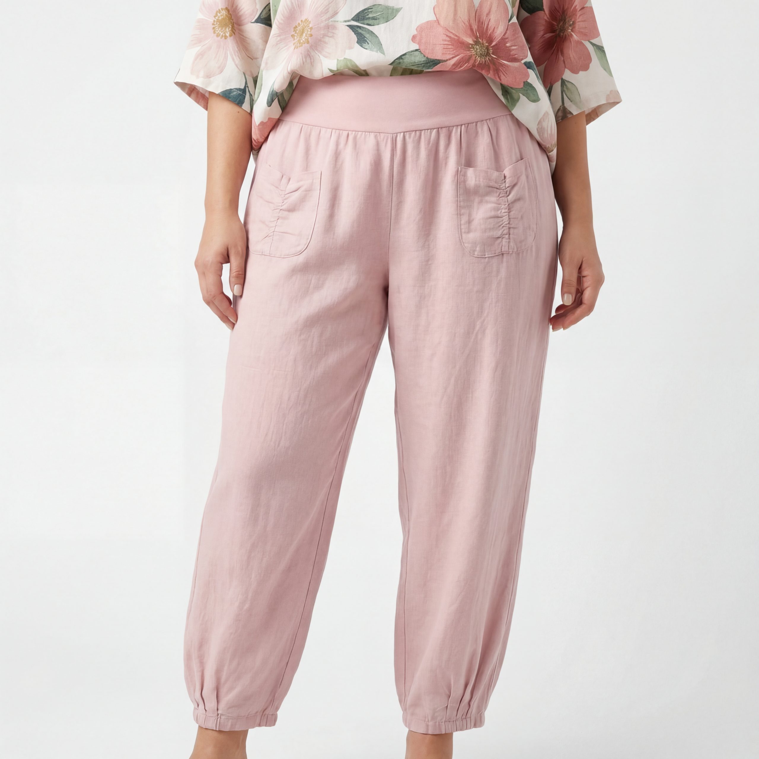Leinenhose Sommerliche Leinen Pumphose luftig leichte Schlupfhose