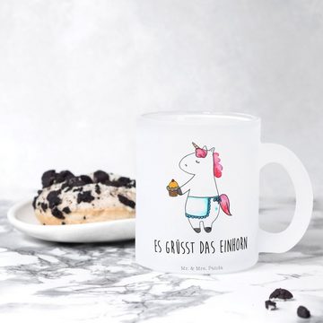 Mr. & Mrs. Panda Teeglas Einhorn Muffin - Transparent - Geschenk, Einhorn Deko, Kekse, Glas Te, Premium Glas, Außerordentliches Design
