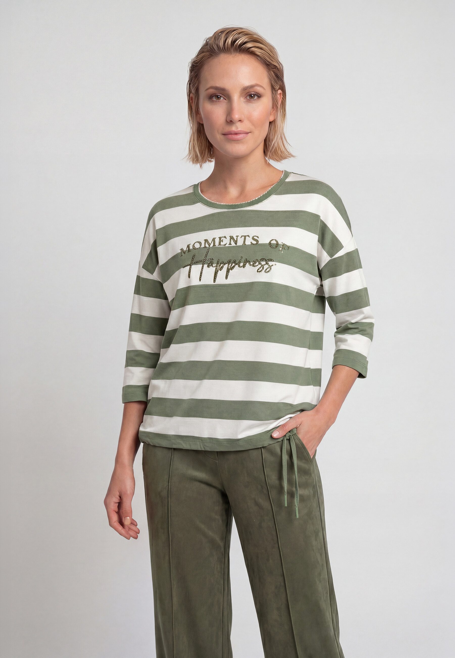 Olsen T-Shirt Shirt mit dekorativem Streifendruck