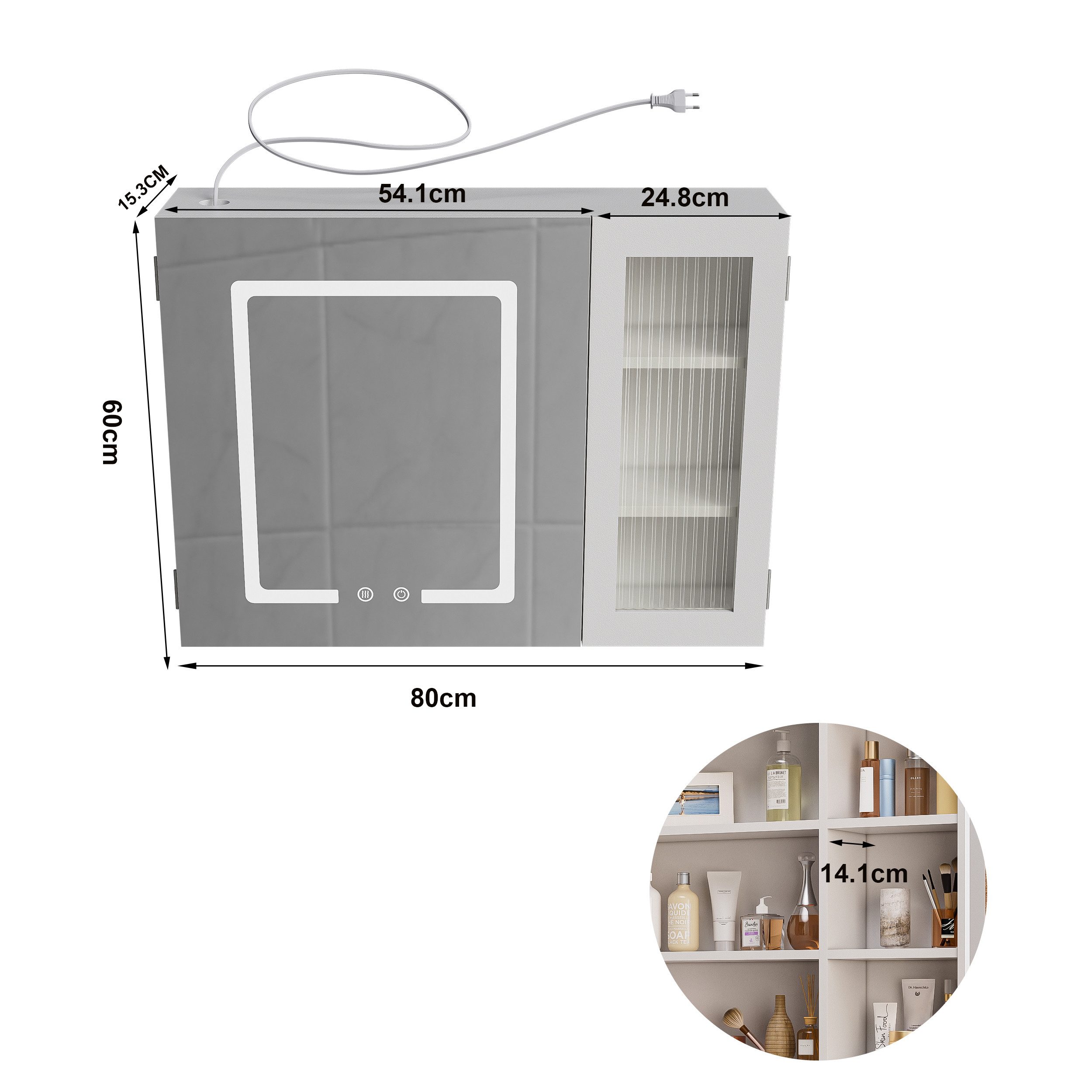 TWSOUL Spiegelschrank Spiegelschränke mit LED-Beleuchtung, Badezimmerschrän günstig online kaufen