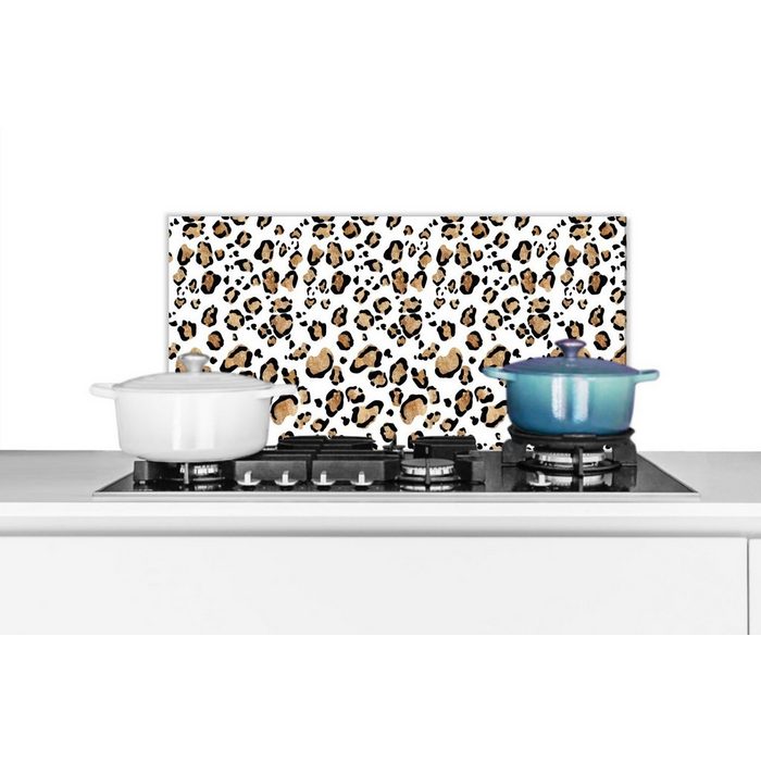 MuchoWow Küchenrückwand Pantherdruck - Braun - Muster (1-tlg) Wandschutz gegen Fett und Schmutzflecken für Küchen