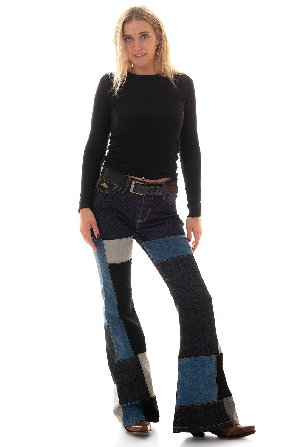 Comycom Schlagjeans Damen Patchwork STAR SECRET RELOADED