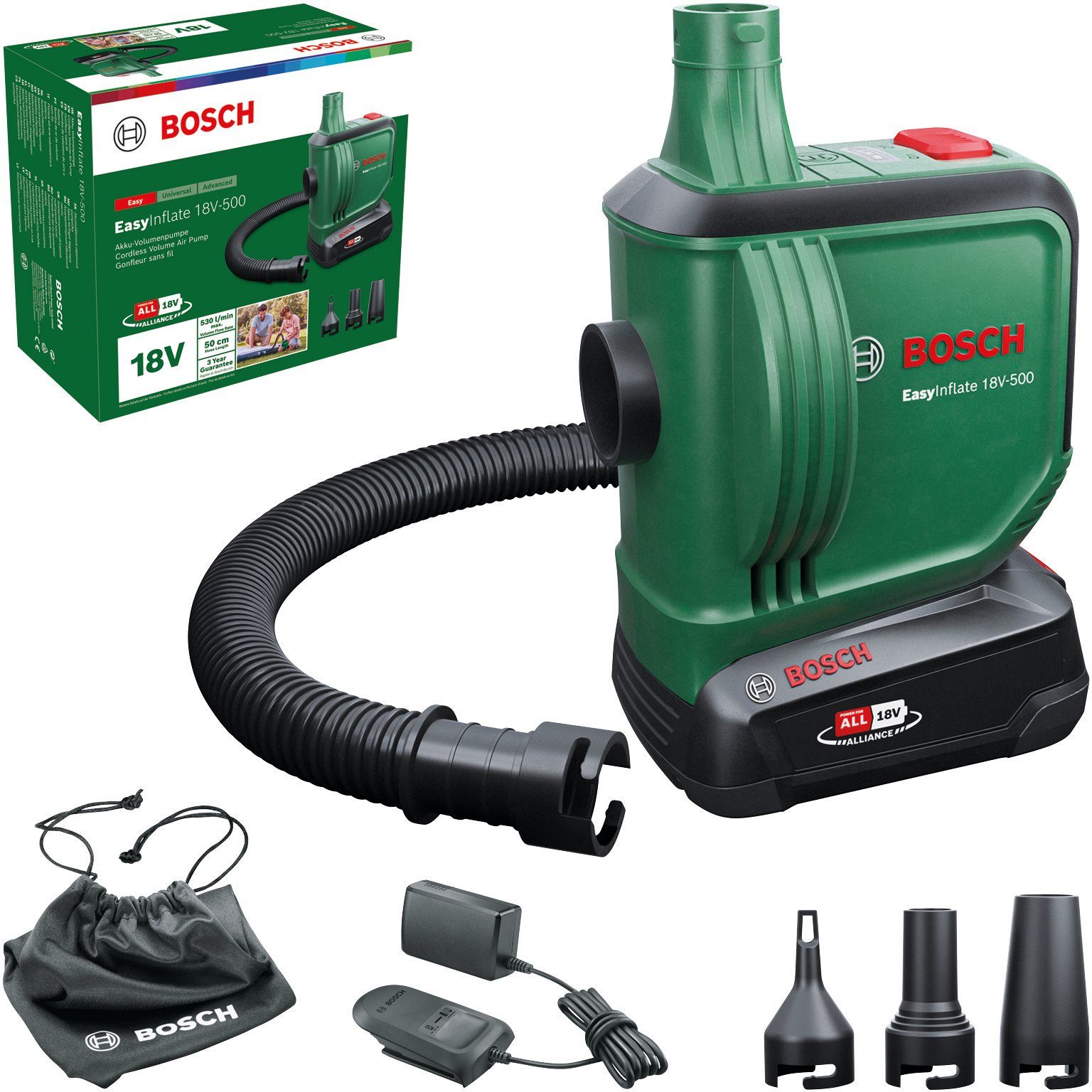 Ladegerät EasyInflate mit 18V-500, Akku Garden Akku-Handkompressor 18V/2,0Ah Home Bosch und &