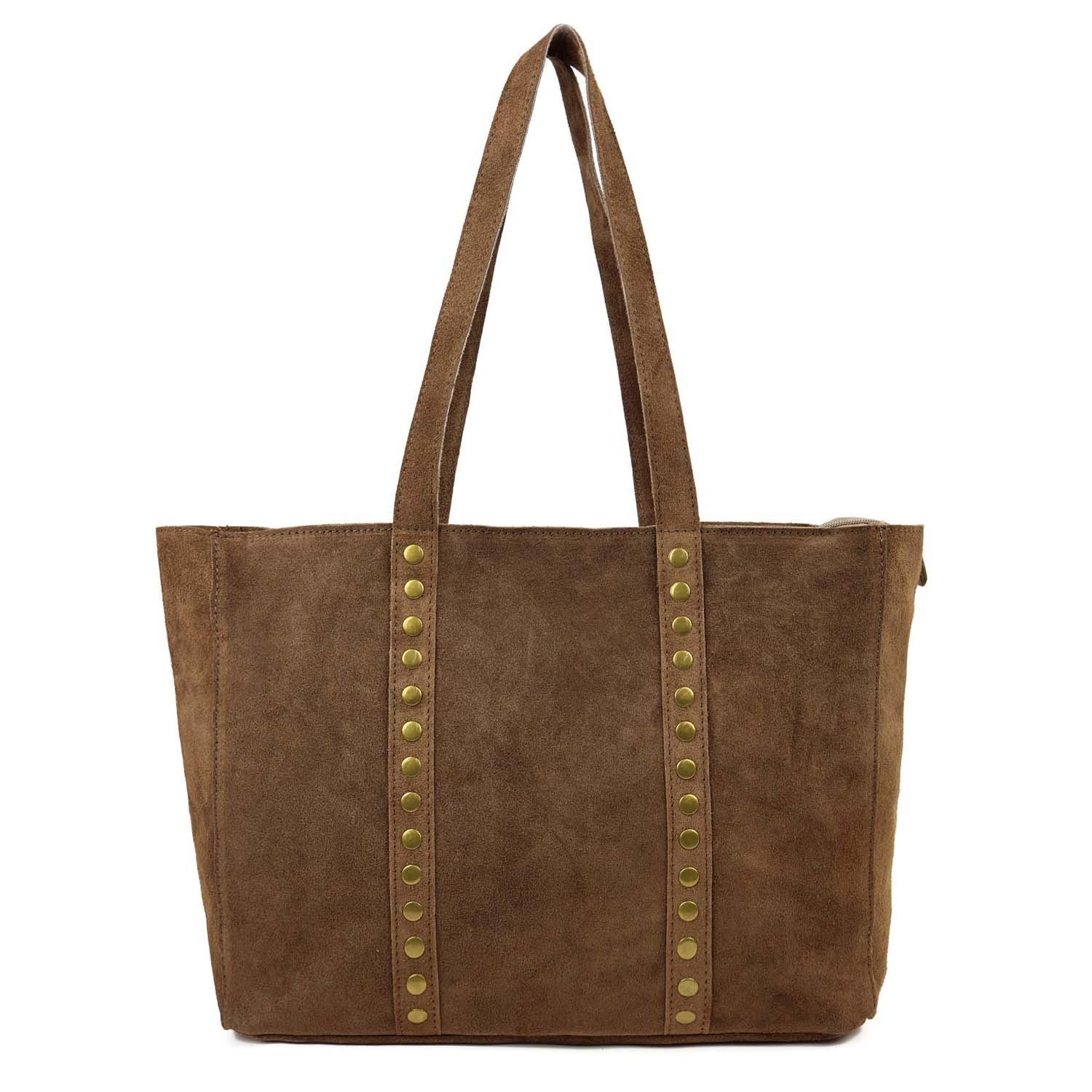 Damen Handtaschen ITALYSHOP24 Schultertasche Made in Italy Damen Leder Shopper Tasche, als Handtasche & Schultertasche tragbar, 