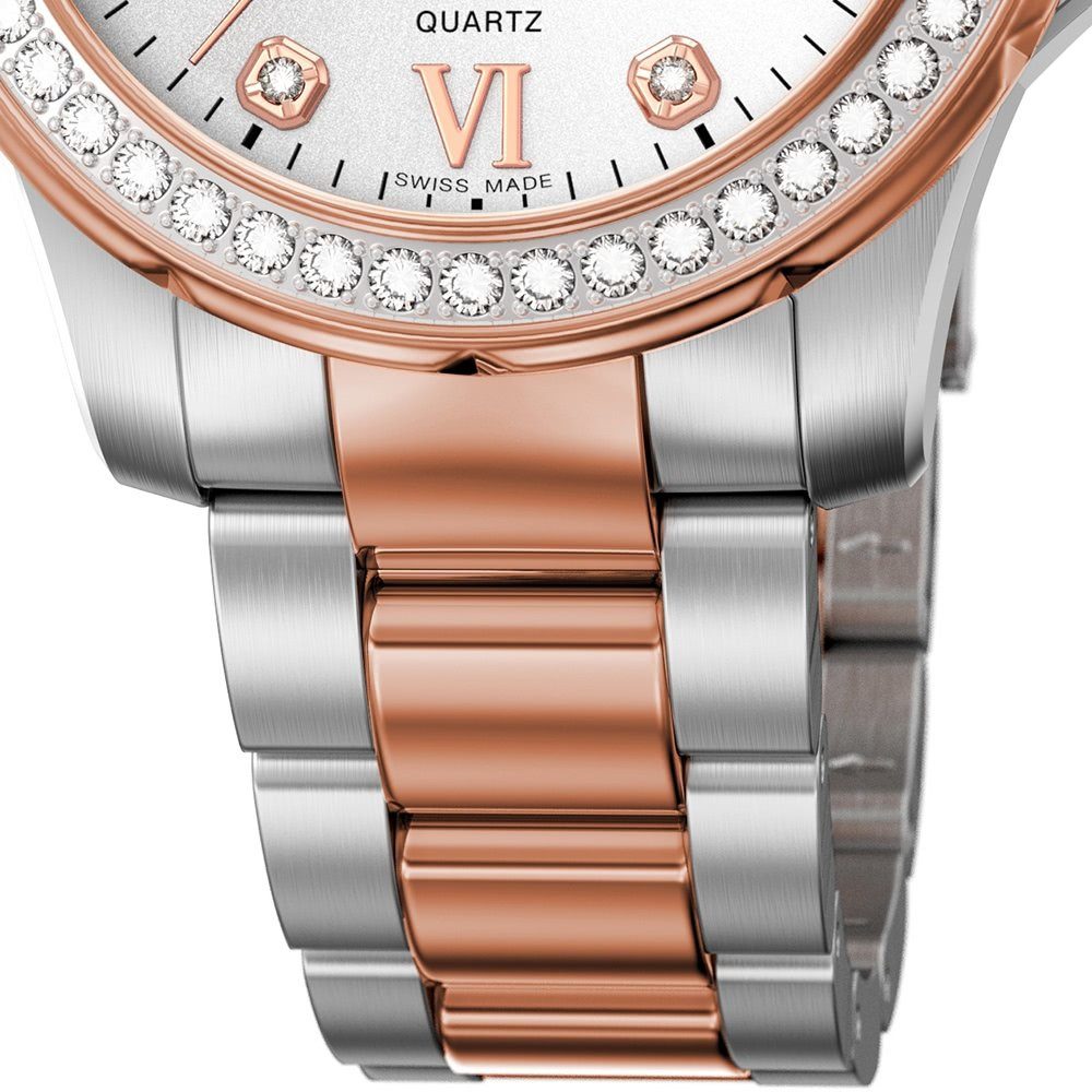 JAGUAR Quarzuhr Jaguar Damen Armbanduhr Cosmopolitan, (Analoguhr), Damen Armbanduhr rund, Edelstahlarmband silber, rosegold, Fashion