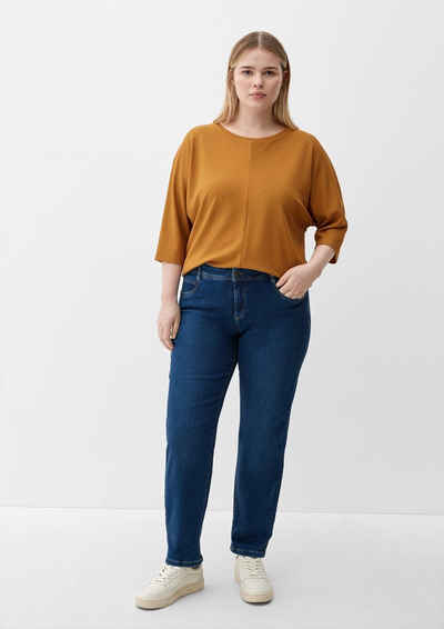 TRIANGLE Stoffhose Curvy: Jeans mit Turn up leg Waschung, Kontrastnähte