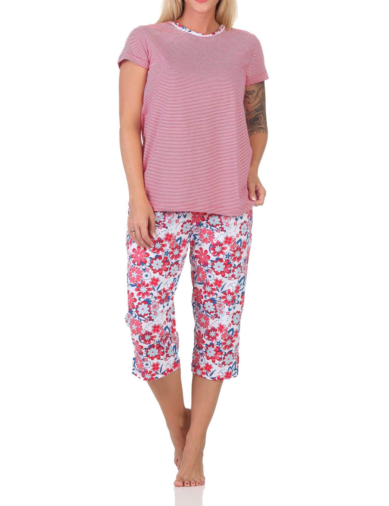Normann Pyjama Normann Damen Capri kurzarm Schlafanzug – auch in Übergrößen