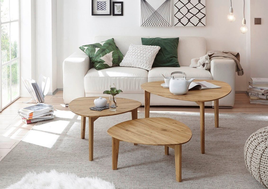 MCA furniture Couchtisch Couchtisch Set Camilla, 3-teilig, 60/60/80, Asteiche massiv, (Set), Breite 60 cm,60 cm,80 cm,Tischplatte aus Massivholz