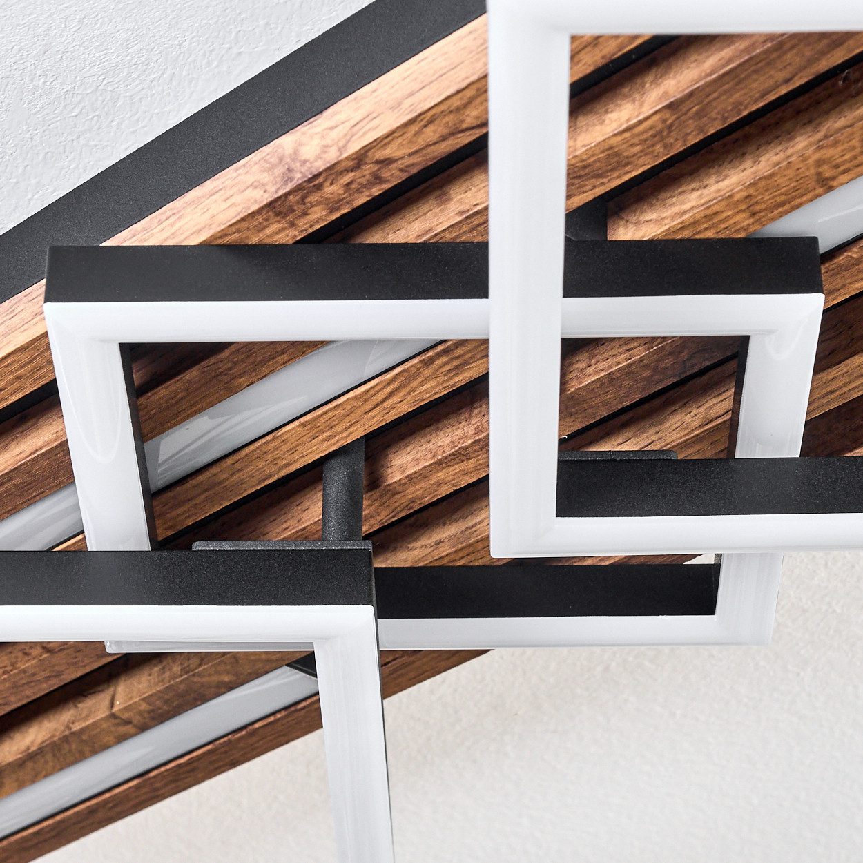 hofstein Deckenleuchte Deckenlampe aus Metall/MDF/Kunststoff, ohne Leuchtmittel, moderne Deckenleuchte in Schwarz/Holzoptik/Braun/Weiß