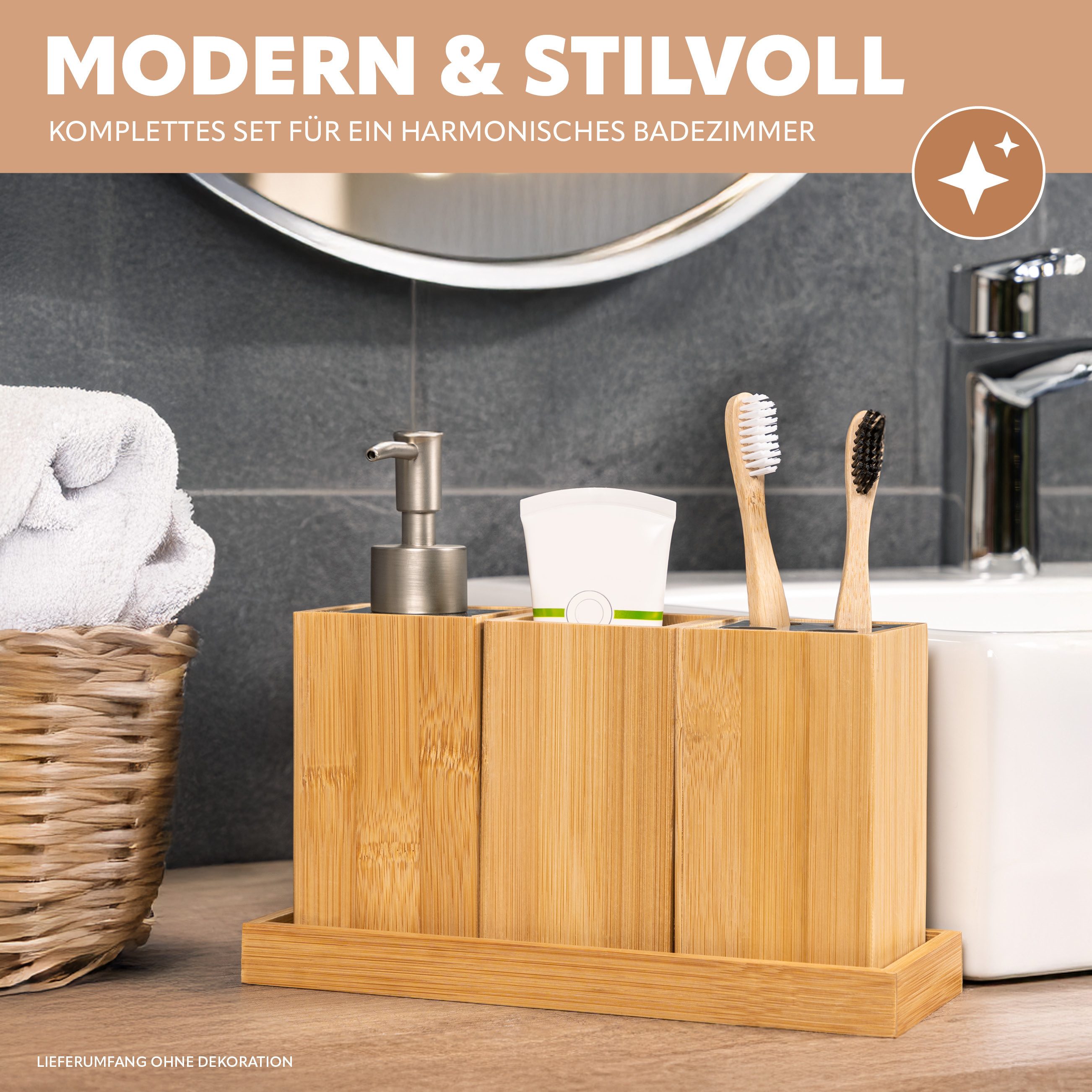 bremermann Badaccessoire-Set Badezimmer-Set 4-tlg., Bambus, Badezimmer-Zube günstig online kaufen