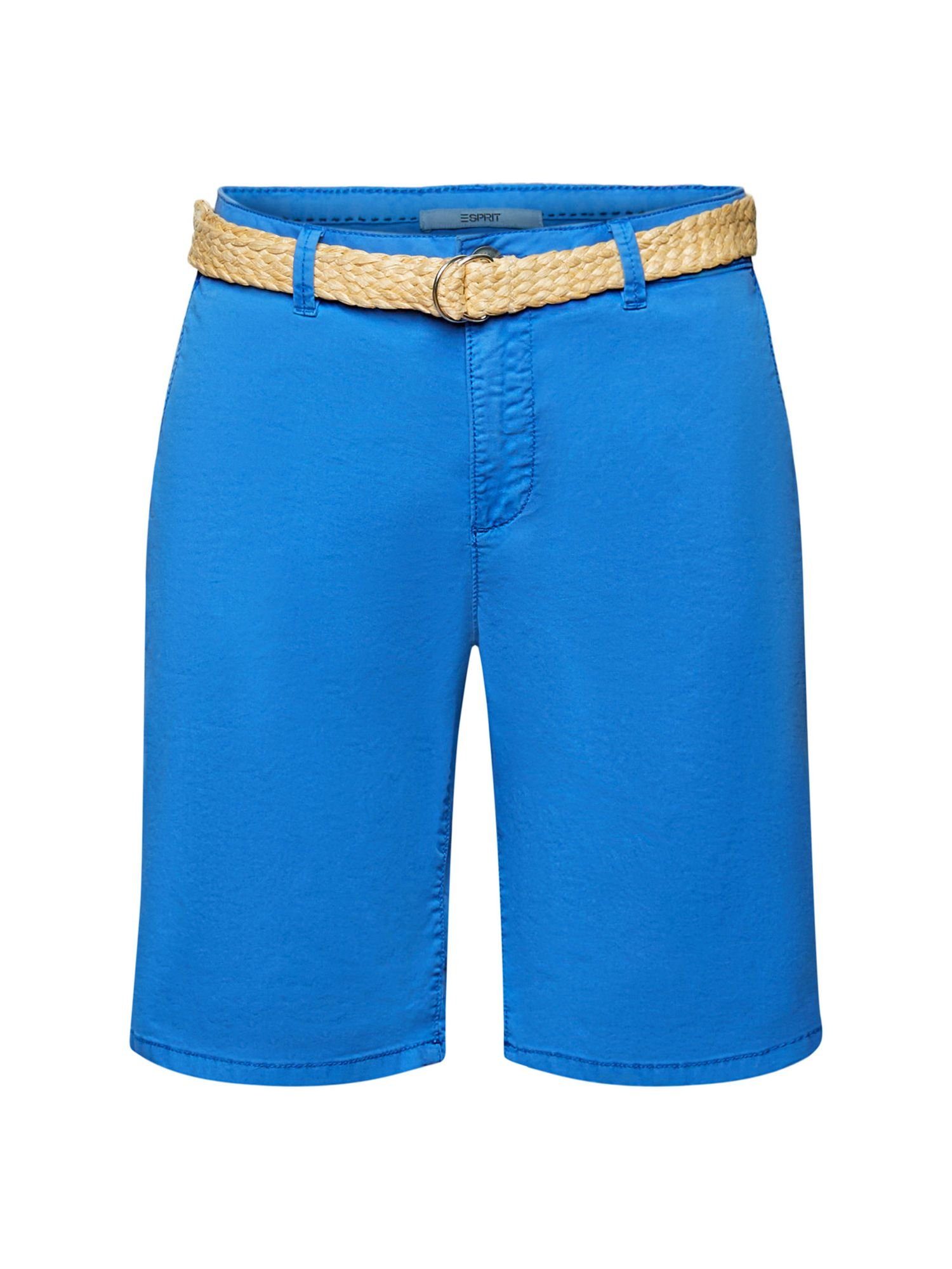 Esprit Shorts Shorts mit Raffia-Flechtgürtel (1-tlg) BRIGHT BLUE