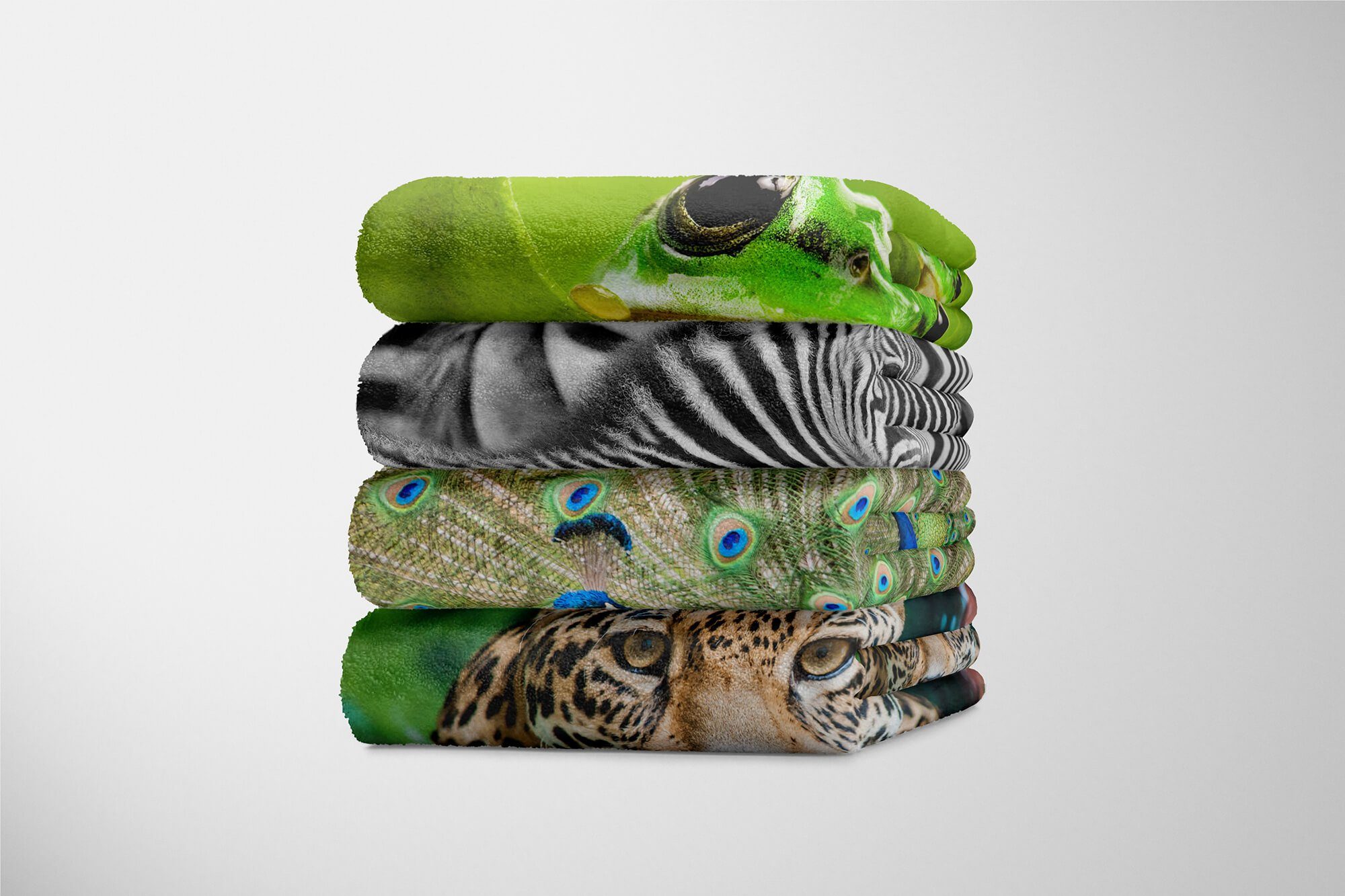 Tiermotiv Handtücher mit Handtuch Pfau Art (1-St), Kuscheldecke Handtuch Baumwolle-Polyester-Mix Sinus Saunatuch Feder, Strandhandtuch schönes