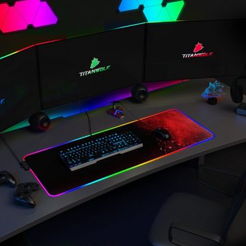 Titanwolf Gaming Mauspad, RGB Mousepad XL, 800 x 300 mm, verbessert Präzision & Geschwindigkeit