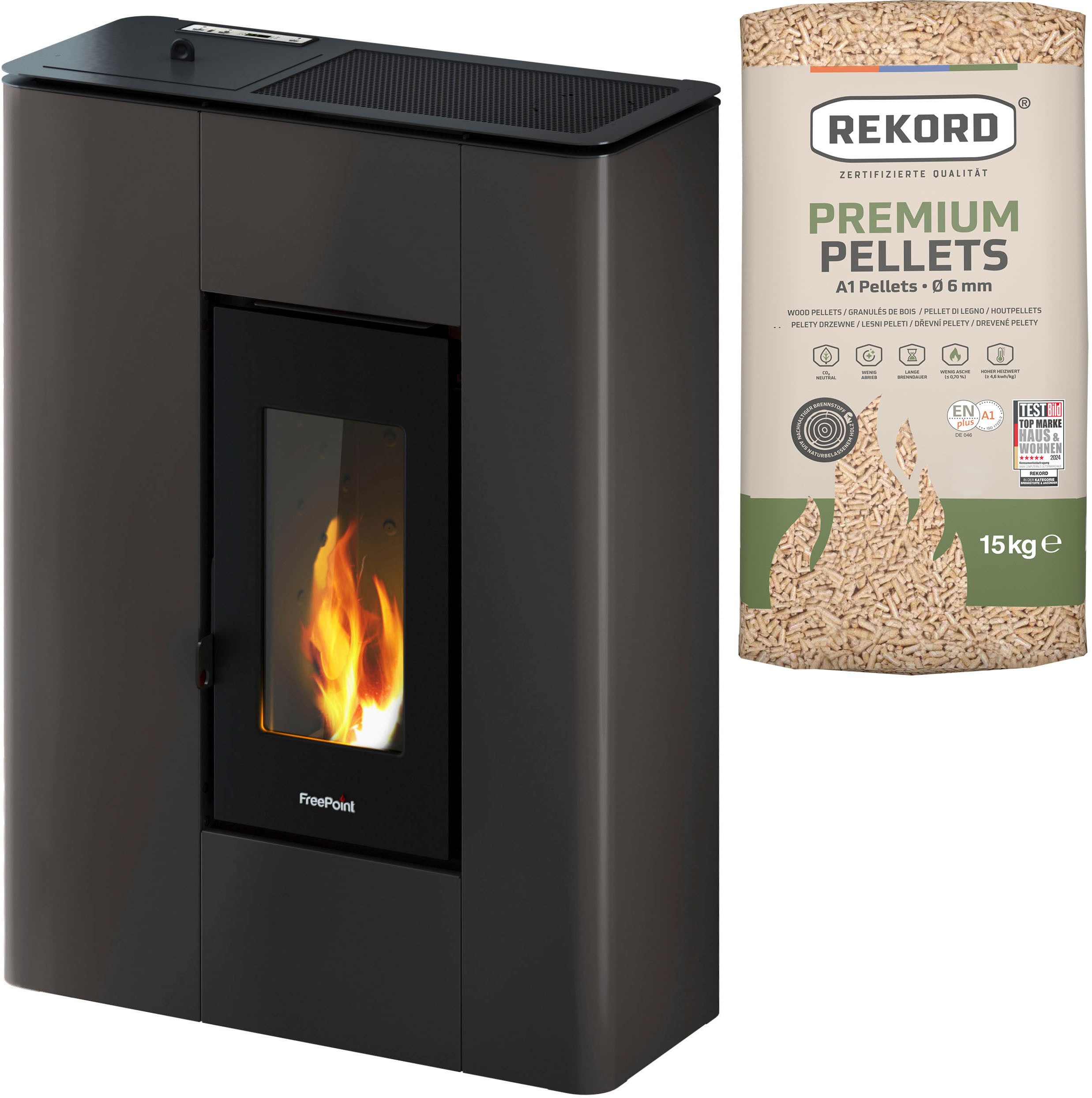 Freepoint Pelletofen »Atrium 5« Antrazit, 5,2 kW, Zeitbrand