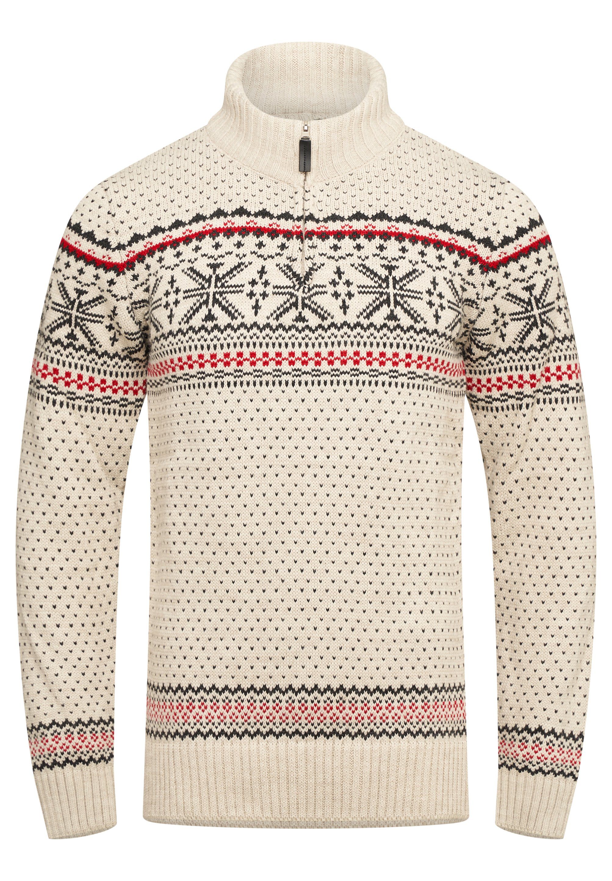 behype Strickpullover BHGALENA Grobstrick Norweger-Muster Troyer