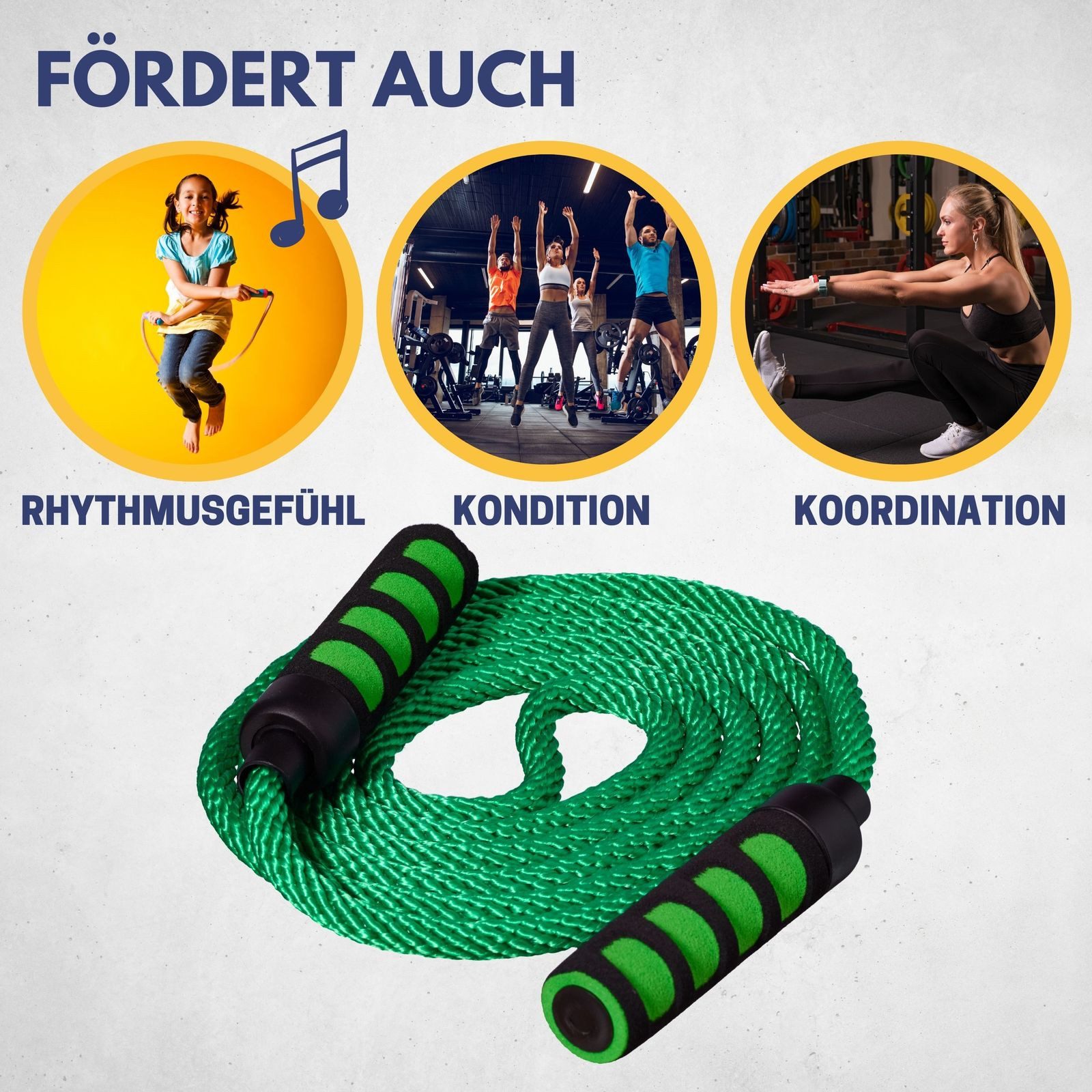 Best Sporting Springseil Springseil mit Softgriffen I Länge 400 cm I Farbe Grün, Ideal für spielerische Übungen mit Kindern