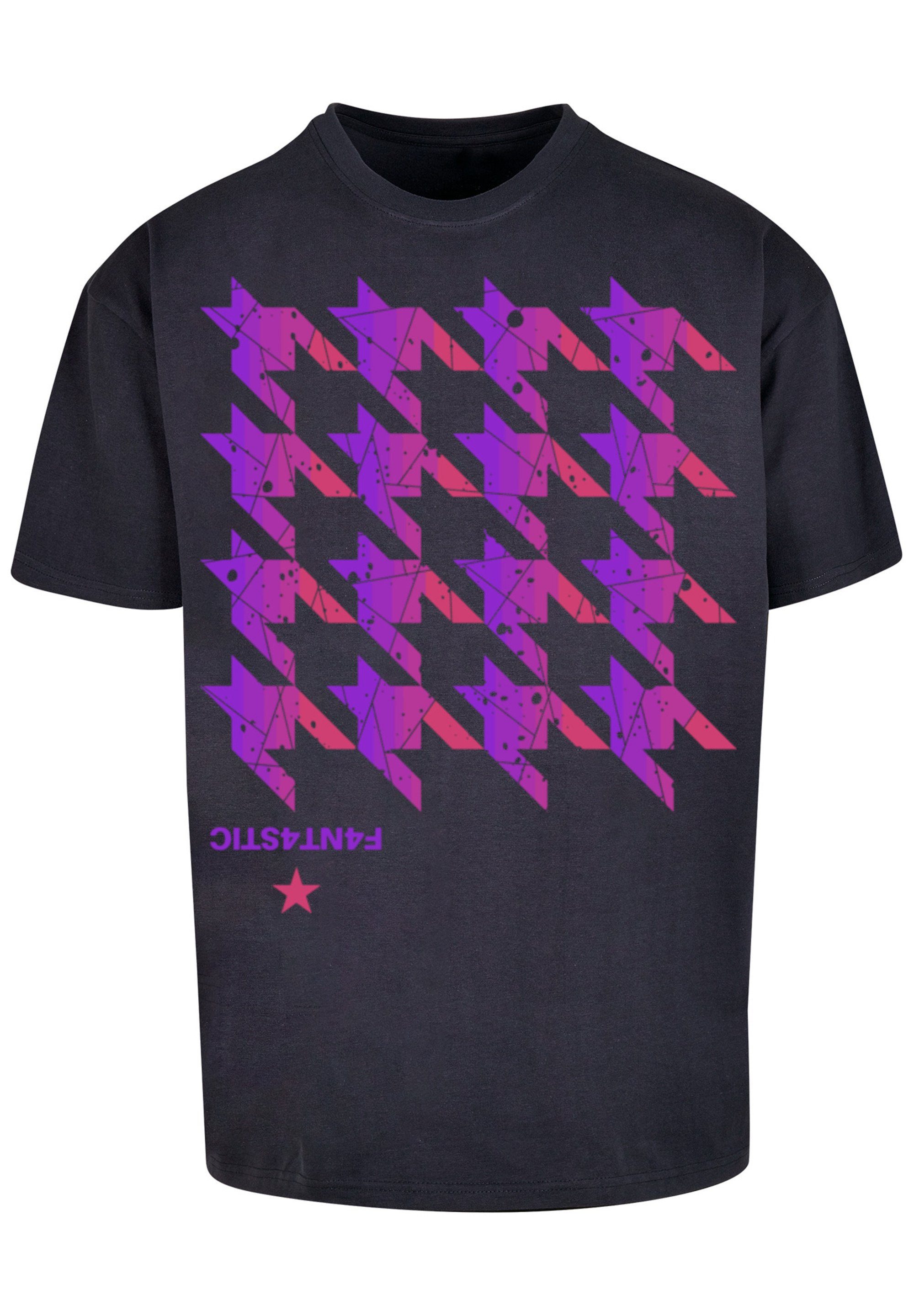 T-Shirt navy F4NT4STIC Pink Hahnentritt Print