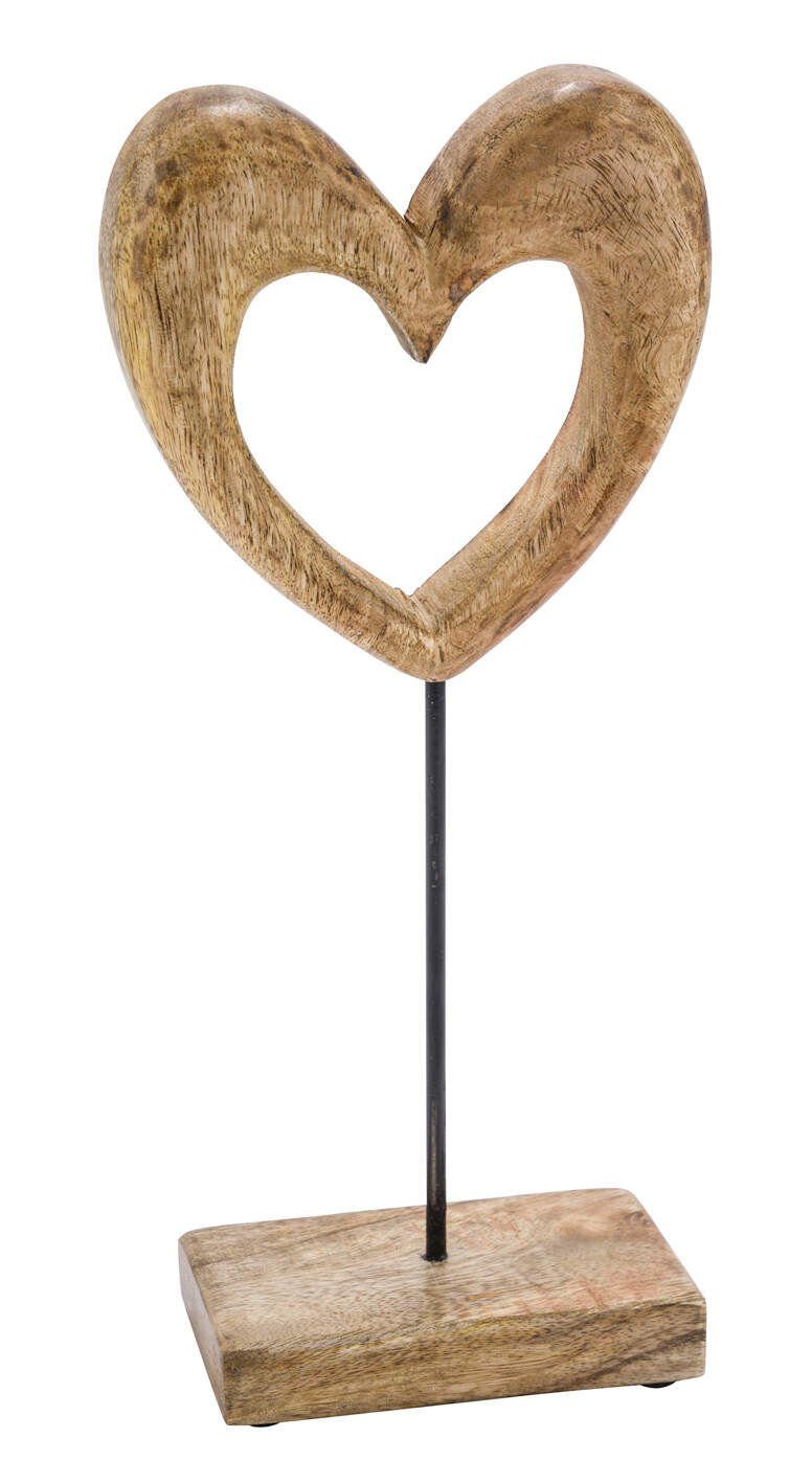 Spetebo Dekoobjekt Mango Herz Aufsteller natur 40 cm / groß (Stück, 1