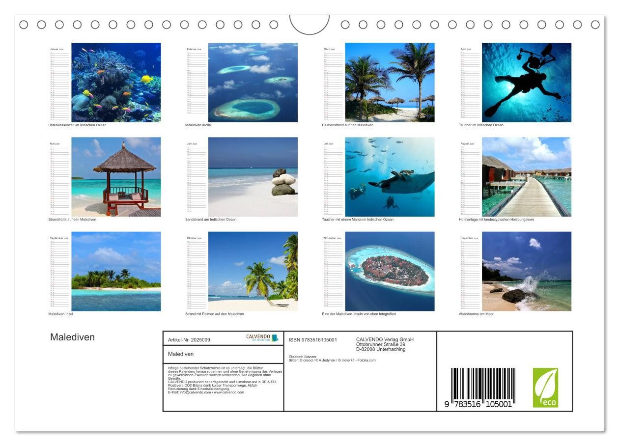Thumbnail - CALVENDO Wandkalender Malediven (Wandkalender 2026 DIN A4 quer), CALVENDO Monatskalender