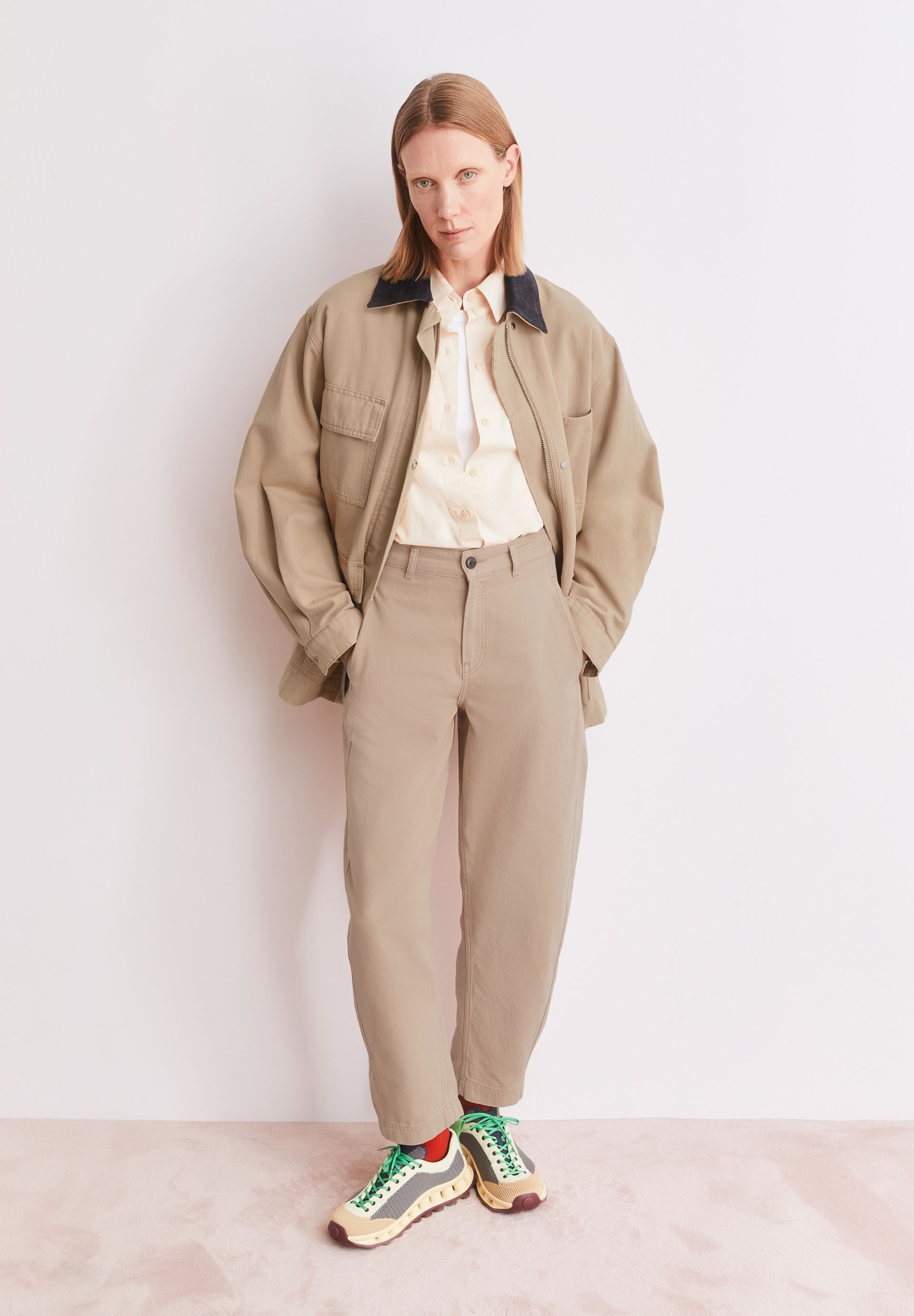 Armedangels Stoffhose WORKWEAR CANVAS BARREL Stoffhose aus Bio-Baumwolle (High Waist, Regular Fit)
