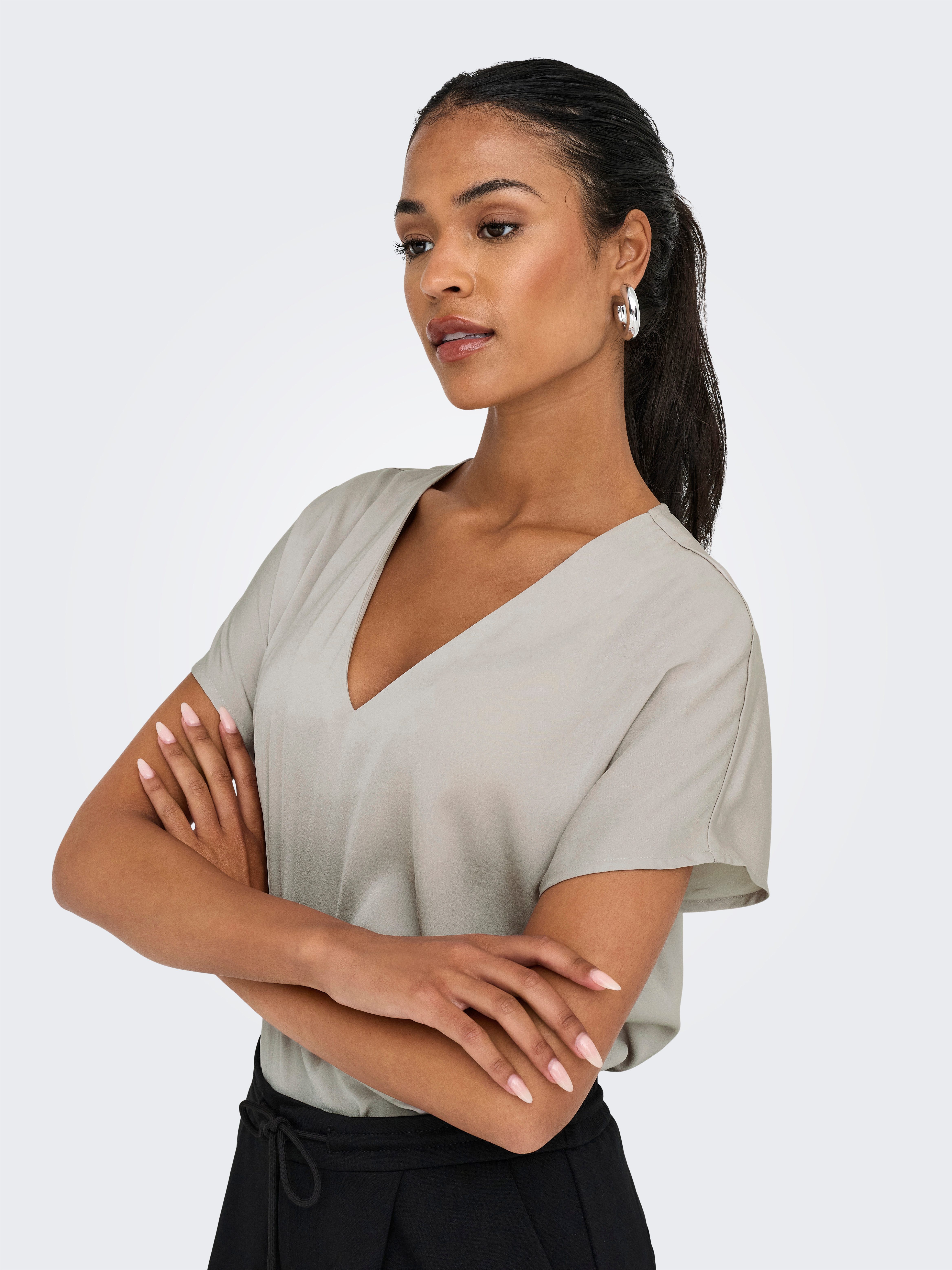 ONLY V-Shirt ONLLUCY LIFE SS V-NECK TOP WVN