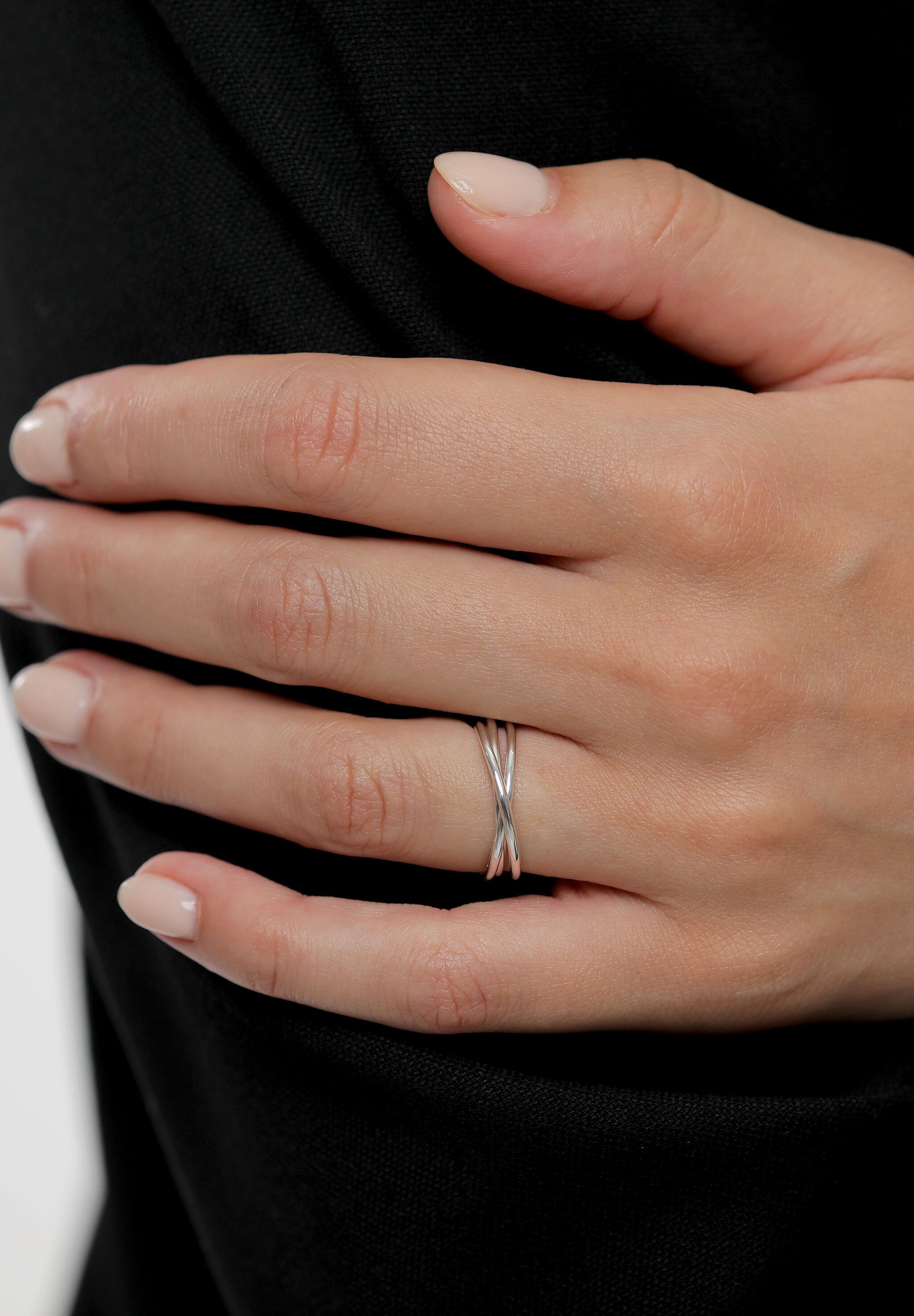 Elli Fingerring Wickelring Trio Trini Basic Schmuck Geschenk 925 Silber, Ring Set