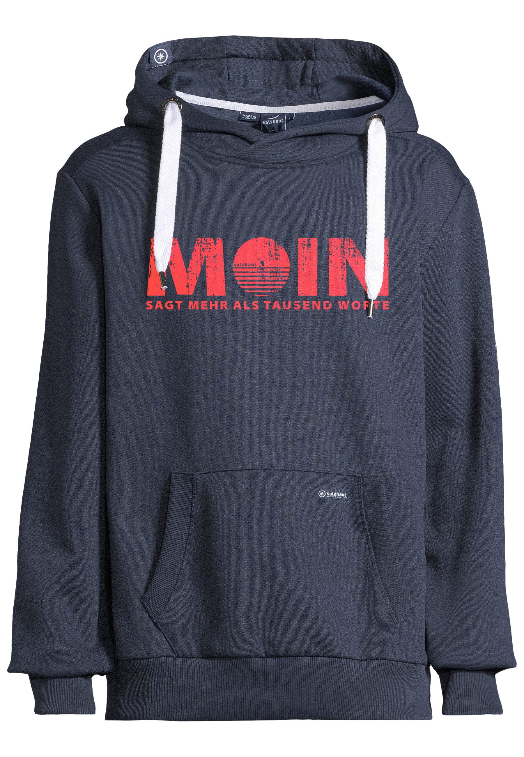 salzhaut Hoodie HEFF - MOIN sagt mehr als tausend Worte Herren salzhaut Kapuzenpullover – bequemer Fit und nordisch klares Design