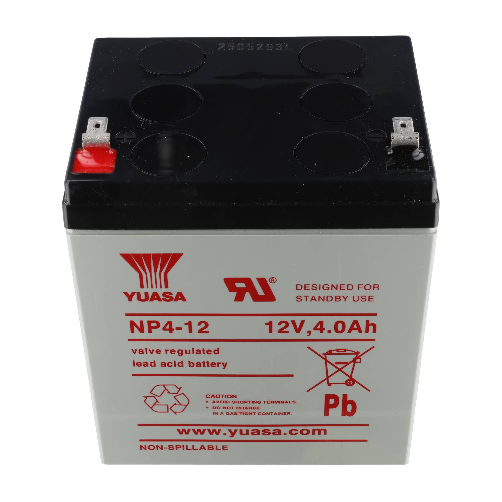 Yuasa NP4-12 Yuasa Bleiakku NP4-12 mit 12 Volt und 4Ah, 4,8mm Faston Kontak Akku 4000 mAh (12,0 V)