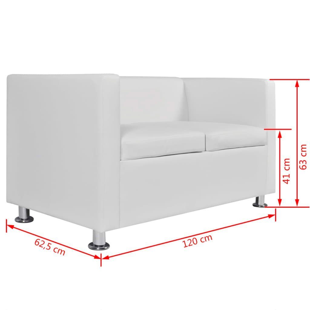 Kunstleder 3-Sitzer 2-Sitzer + + vidaXL Weiß Sofa-Set Sessel 3-Sitzer