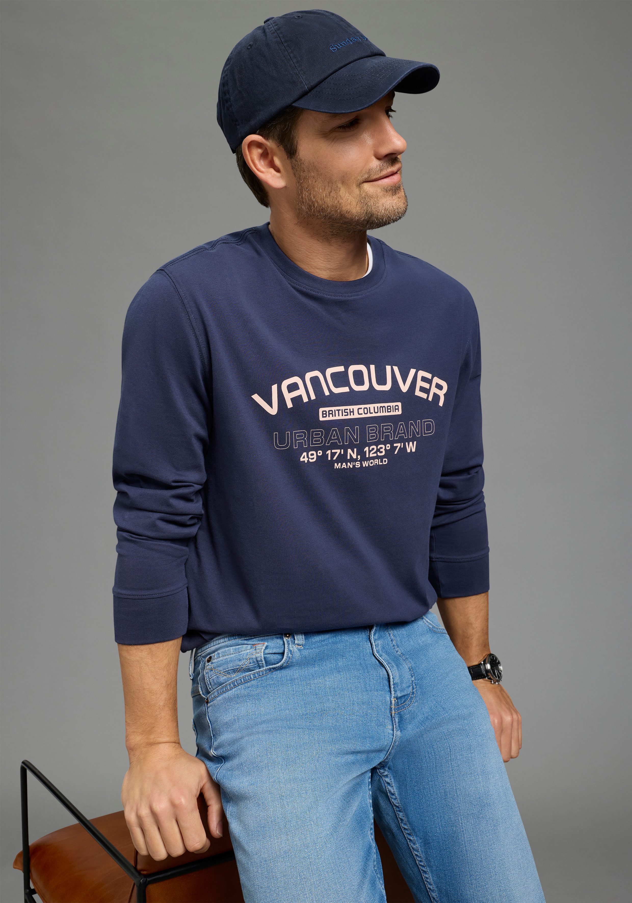 Man's World Langarmshirt Neue Kollektion! casual Stil, Langarm, schmale Passform