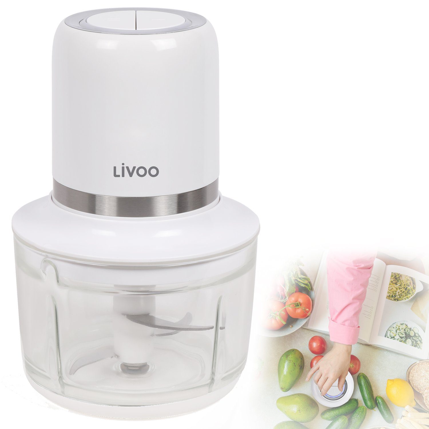 LIVOO Gemüsehacker LIVOO Zerkleinerer elektrischer Mixer kabellos LED Ladeanzeige 200