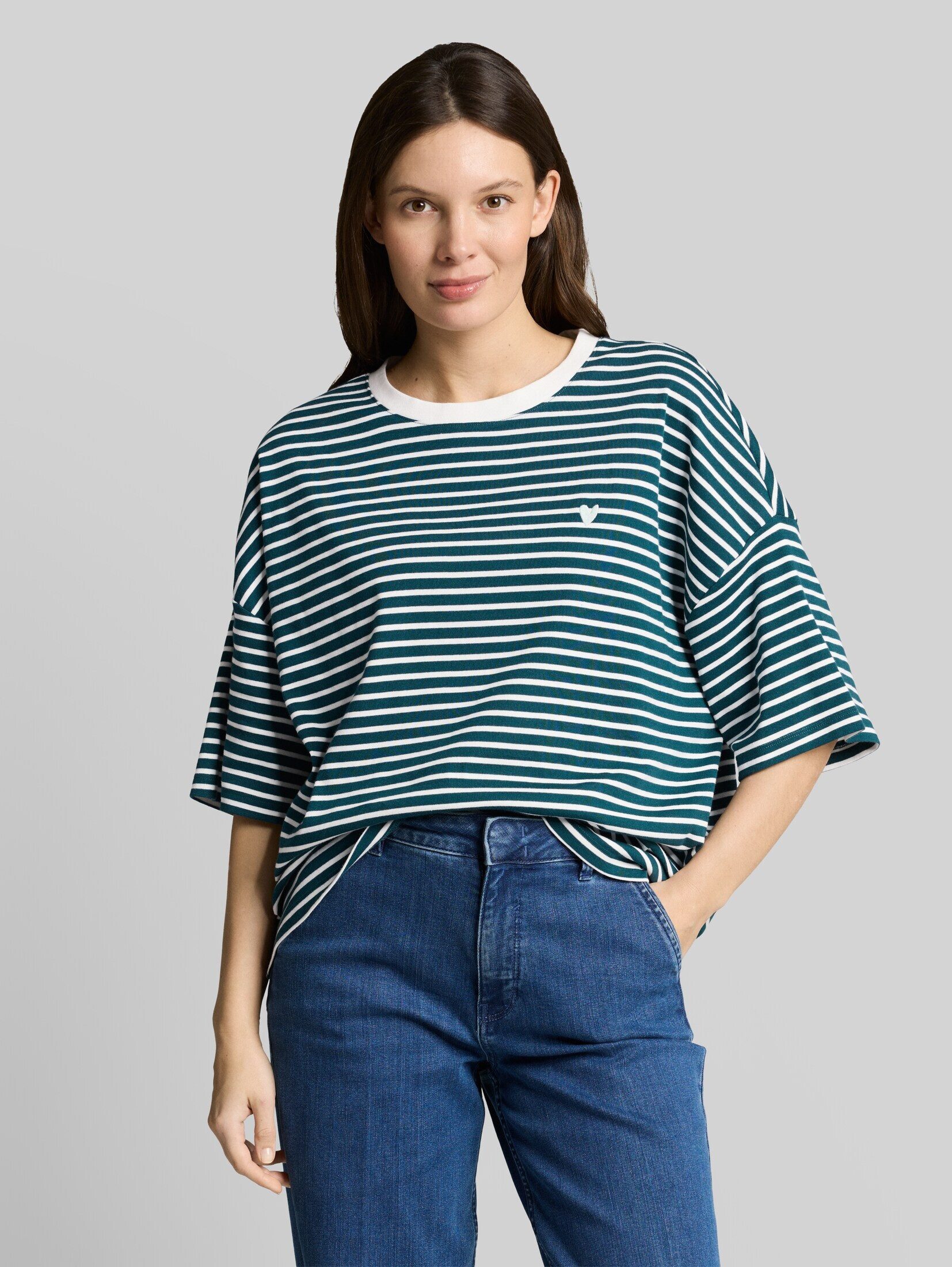 TOM TAILOR T-Shirt T-Shirt Oversize T-Shirt mit Streifenmuster