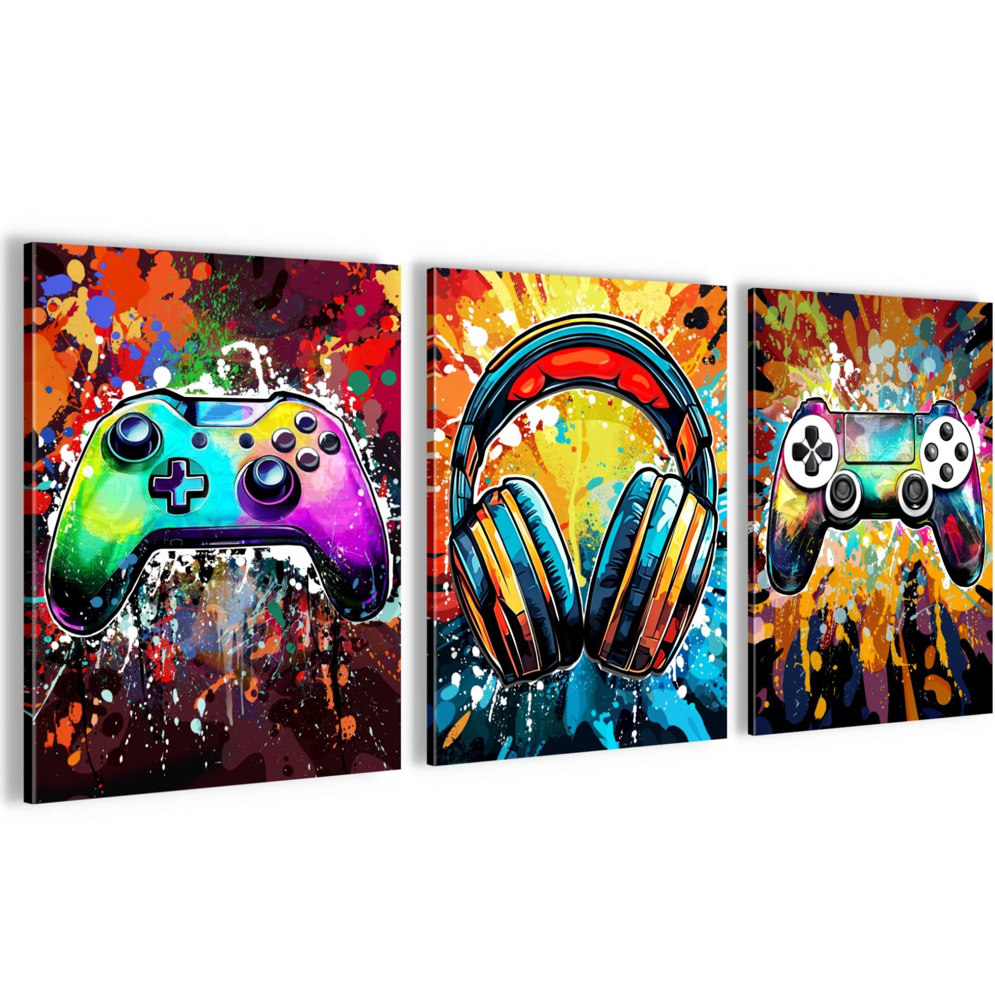 Novart Wandbild Wandbilder Gamer Spielkonsole Jugendzimmer Kinderzimmer, Schwarz