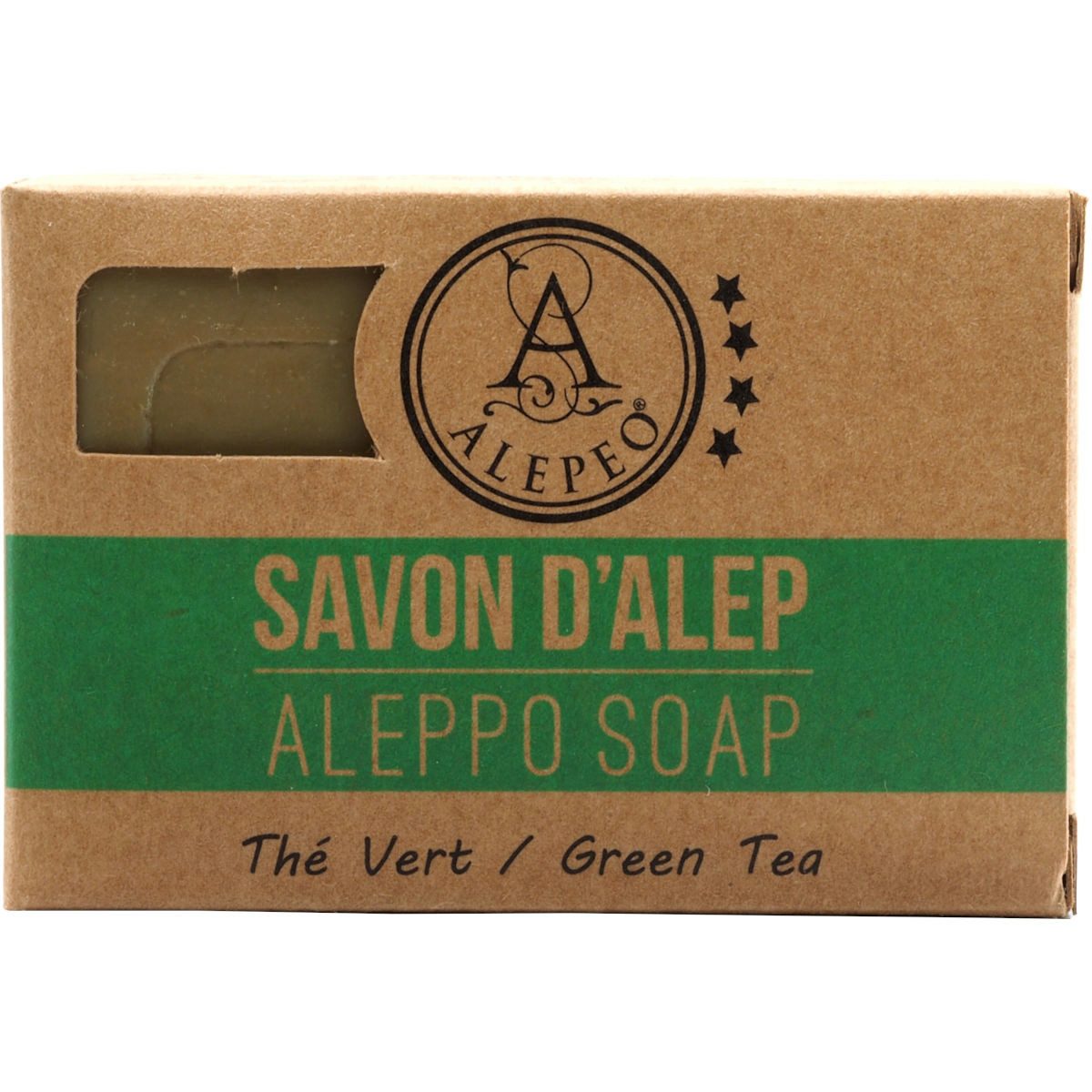 ALEPEO Handseife ALEPEO Aleppo Olivenölseife mit Grüner Tee-Duft 100 g