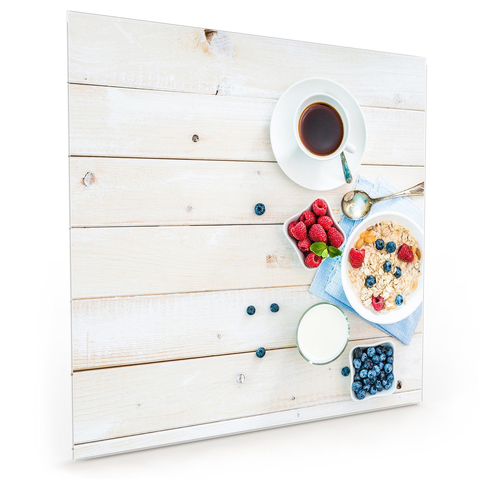 Glas Küchenrückwand und Müsli mit Kaffee Küchenrückwand Primedeco Motiv Spritzschutz