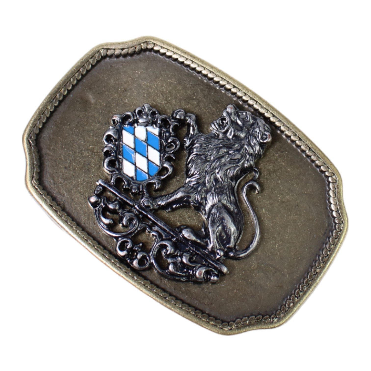 FRONHOFER Gürtelschnalle 18208 (1-St) 4 cm, Zamak, Tracht, handemailliertes Wappen