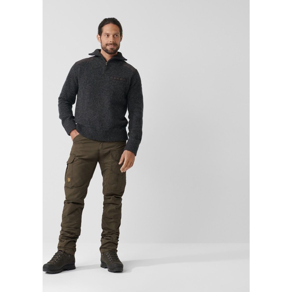 Fjällräven Sweatshirt Koster Sweater M Klassischer Wollpullover für Herren mit Half-Zip, G-1000®