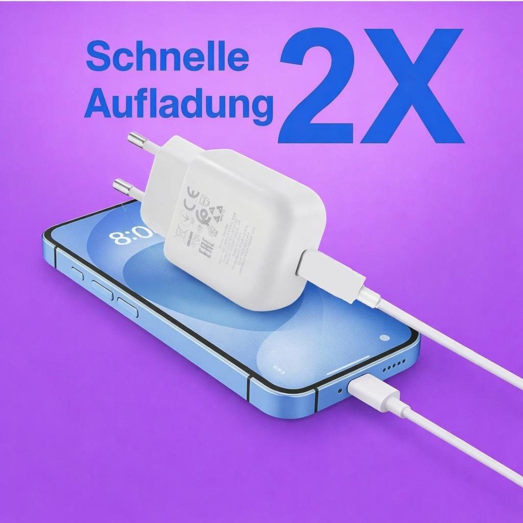VEEV 10W Schnellladegerät USB C für iPhone ab Serie 15 und Samsung Smartphone-Ladegerät (1-tlg., Philip Morris Charger, 1x Adapter 10 Watt)