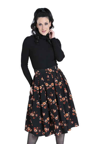 Hell Bunny A-Linien-Rock Orla Vintage Skirt Retro Bundfalten Floral Print