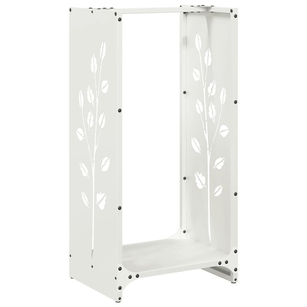 vidaXL Kaminholzregal Brennholzregal Weiß 40x30x80 cm Kaltgewalzter Stahl