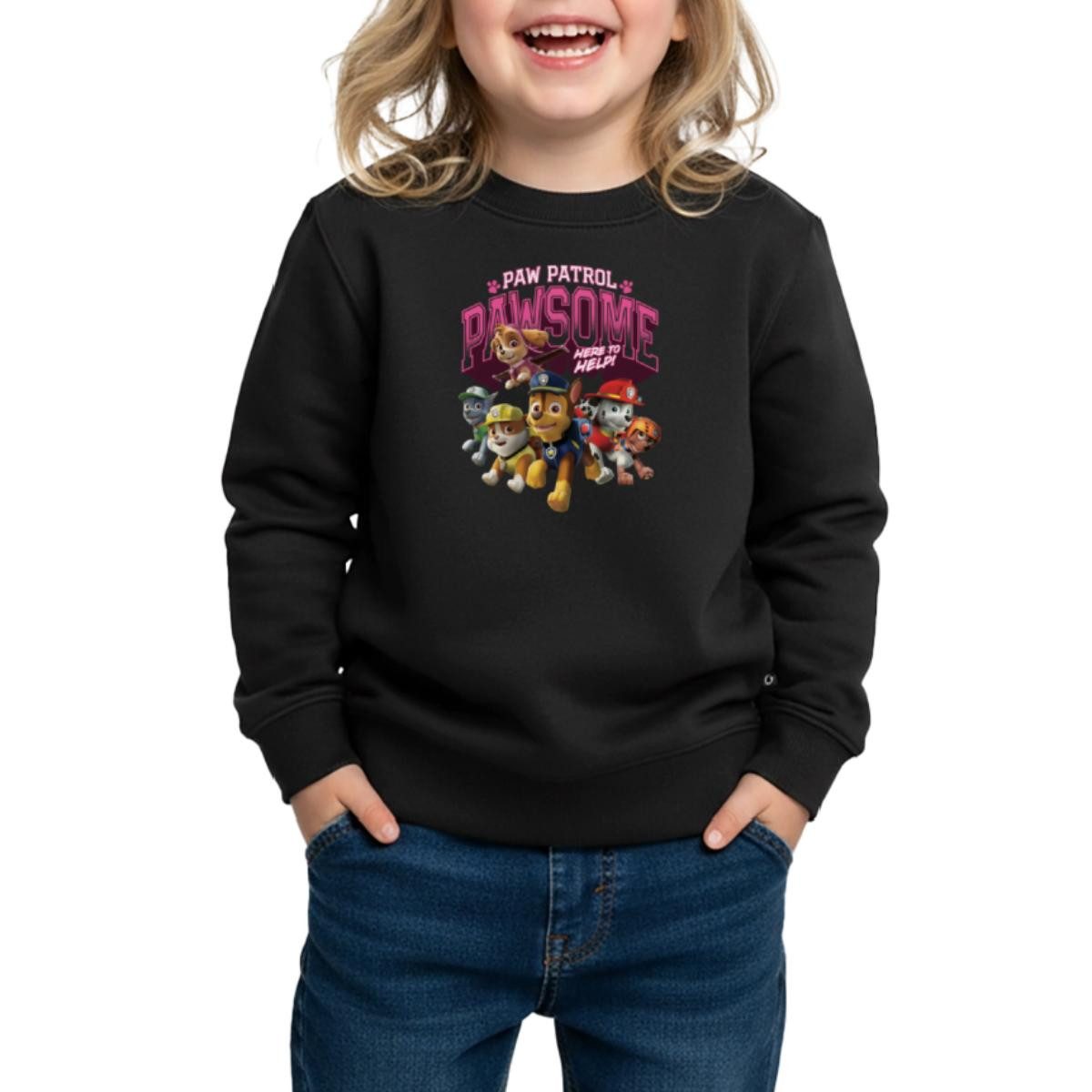 Spreadshirt Sweatshirt Paw Patrol Pawsome Here To Help Spruch Rosa Kinder Premium Pullover (1-tlg)