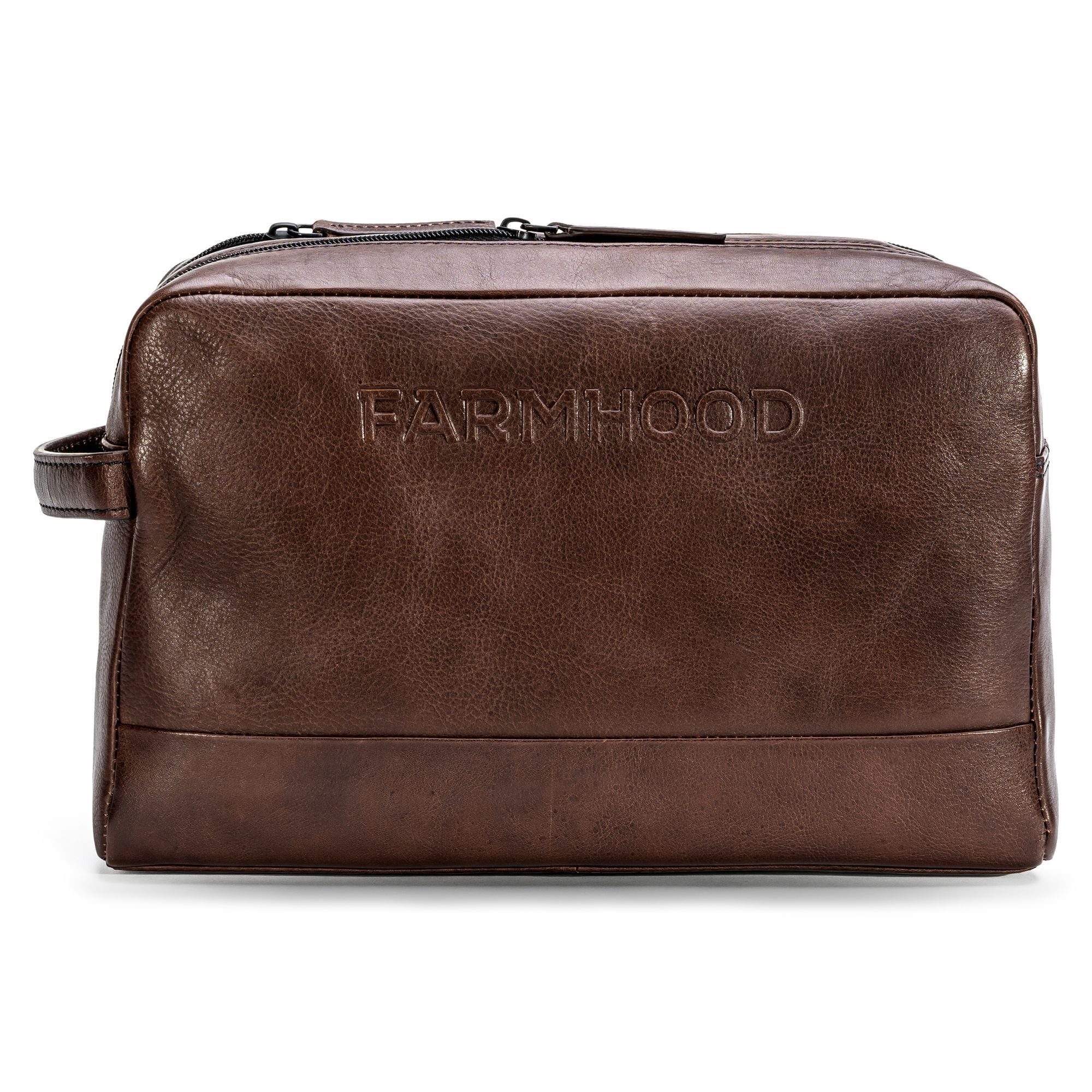 Kulturbeutel Farmhood brown dark Leder Memphis,