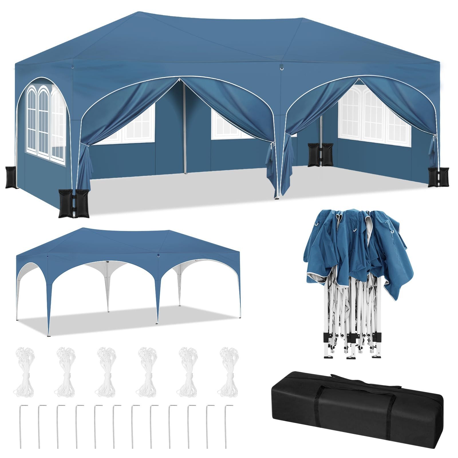 Woltu Pavillon, Faltpavillon wasserfest stabil UV-Schutz mit 4 Sandsäcke(ohne Sand)