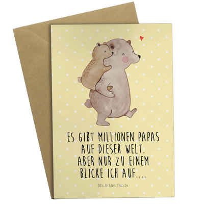 Mr. & Mrs. Panda Grußkarte Papa Bär - Gelb Pastell - Geschenk, Geburtstagskarte, Onkel, Vati, So, Matte Innenseite
